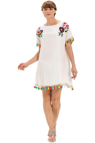 Menekşe Şile Bezi Yazlık Tunik Krem Krm S Krem - Resim 4