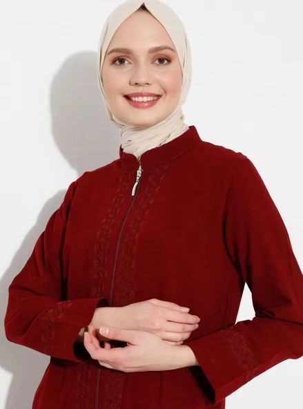 Cemre Şile Bezi Mevsimlik Ferace Bordo Brd S Bordo - 10