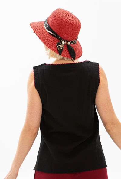 Kolsuz Şile Bezi İşlemeli Yazlık Atlet Siyah Syh S Siyah - Resim 3