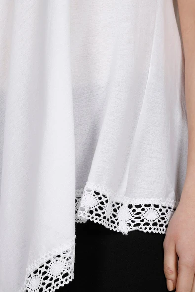 Askılı Şile Bezi Çağla Yazlık Bluz Beyaz Byz S Beyaz - Resim 3
