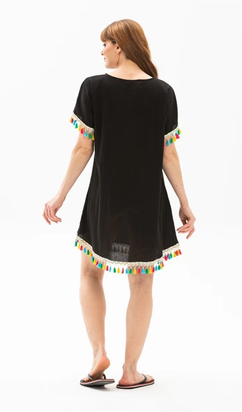 Menekşe Şile Bezi Yazlık Tunik Siyah Syh S Siyah - Resim 2