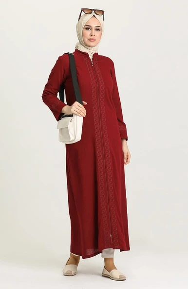 Cemre Şile Bezi Mevsimlik Ferace Bordo Brd S Bordo - 5