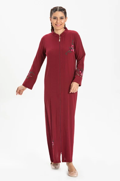 Ayşenur Şile Bezi Mevsimlik Ferace Bordo Brd S Bordo - 4
