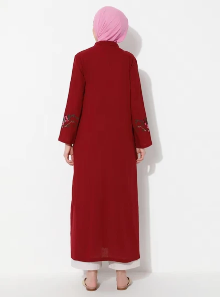 Ayşenur Şile Bezi Mevsimlik Ferace Bordo Brd S Bordo - 10