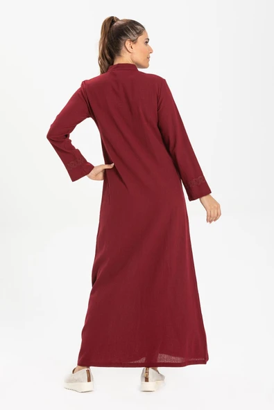 Cemre Şile Bezi Mevsimlik Ferace Bordo Brd S Bordo - 2