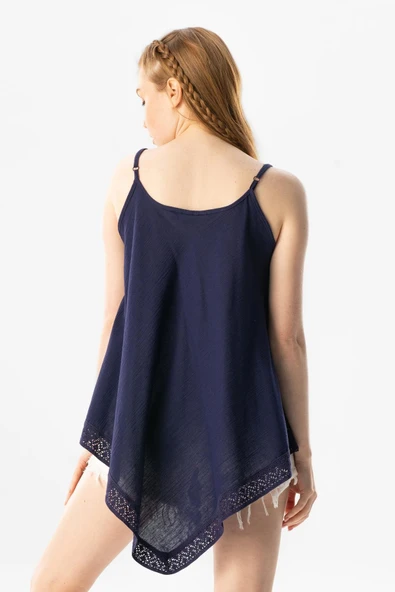 Askılı Şile Bezi Çağla Yazlık Bluz Mor Mor S Mor - Resim 2