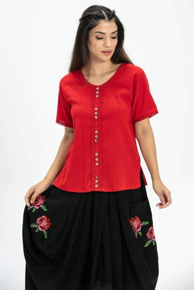 Rumeli Şile Bezi Yazlık Otantik Etek Siyah Syh - 4