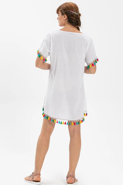 Menekşe Şile Bezi Yazlık Tunik Beyaz Byz S Beyaz - Resim 2