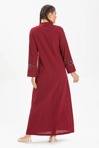 Ayşenur Şile Bezi Mevsimlik Ferace Bordo Brd S Bordo - 2