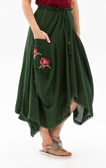 Rumeli Şile Bezi Yazlık Otantik Etek Yeşil Ysl - Resim 4