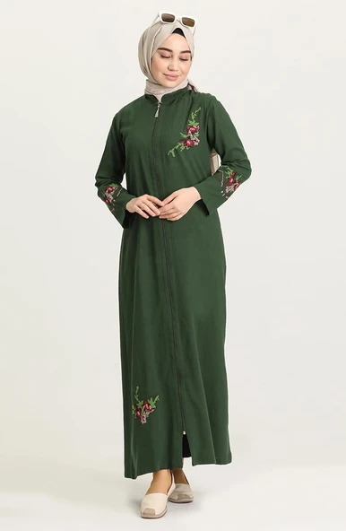 Ayşenur Şile Bezi Mevsimlik Ferace Yeşil Ysl S Yeşil - 5
