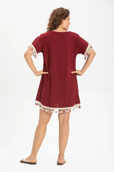 Menekşe Şile Bezi Yazlık Tunik Bordo Brd S Bordo - Resim 2