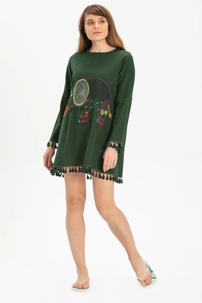 Filli Şile Bezi Yazlık Tunik Yeşil Ysl S Yeşil - Resim 3