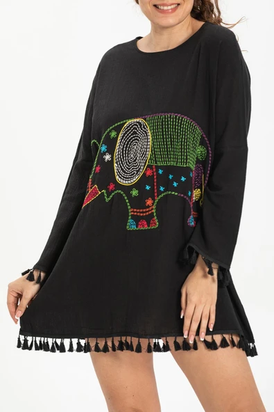 Filli Şile Bezi Yazlık Tunik Siyah Syh S Siyah - Resim 3