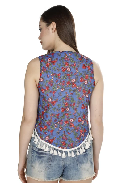 Otantik Vual Yazlık Yelek Saks Kareli 6171 S Lacivert - 2