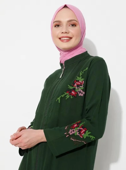 Ayşenur Şile Bezi Mevsimlik Ferace Yeşil Ysl S Yeşil - 10