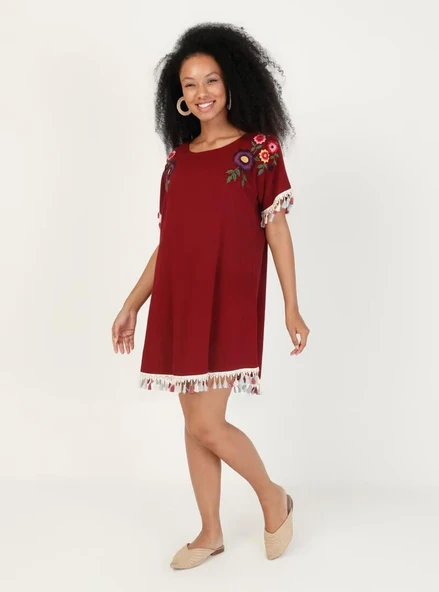 Menekşe Şile Bezi Yazlık Tunik Bordo Brd S Bordo - Resim 8