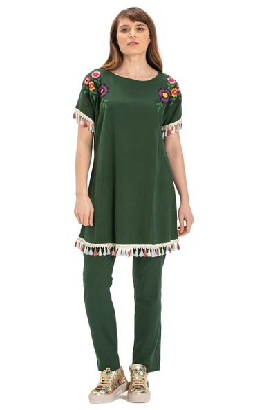 Menekşe Şile Bezi Yazlık Tunik Yeşil Ysl S Yeşil - Resim 7