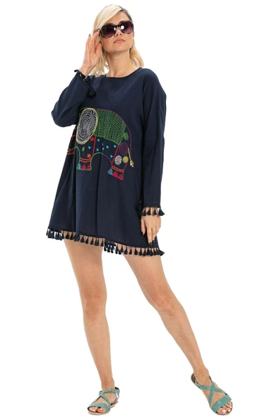 Filli Şile Bezi Yazlık Tunik Lacivert Lcvt S Lacivert - Resim 6