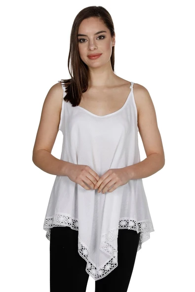 Askılı Şile Bezi Çağla Yazlık Bluz Beyaz Byz S Beyaz ürün görseli