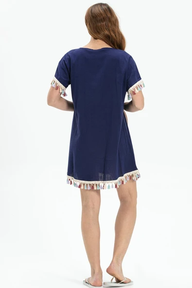 Menekşe Şile Bezi Yazlık Tunik Mor Mor S Mor - Resim 2