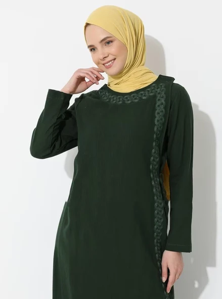 Nakışlı Şile Bezi Mevsimlik Ferace Yeşil Ysl S Yeşil - 12