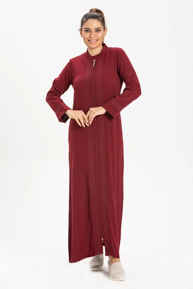 Cemre Şile Bezi Mevsimlik Ferace Bordo Brd S Bordo