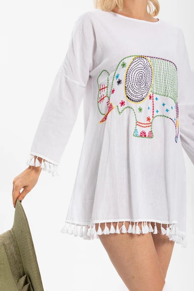 Filli Şile Bezi Yazlık Tunik Beyaz Byz S Beyaz - Resim 3