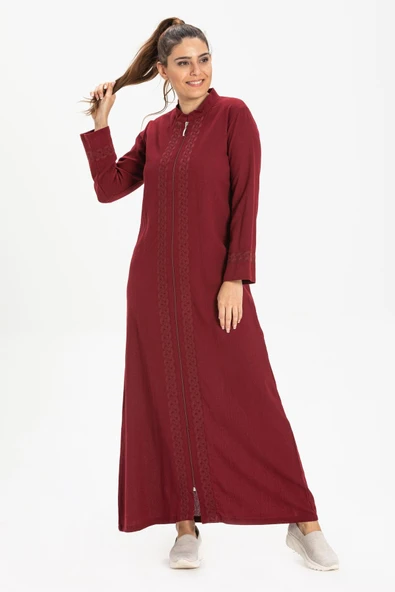 Cemre Şile Bezi Mevsimlik Ferace Bordo Brd S Bordo - 4
