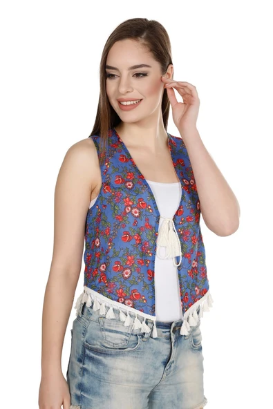 Otantik Vual Yazlık Yelek Saks Kareli 6171 S Lacivert - 1