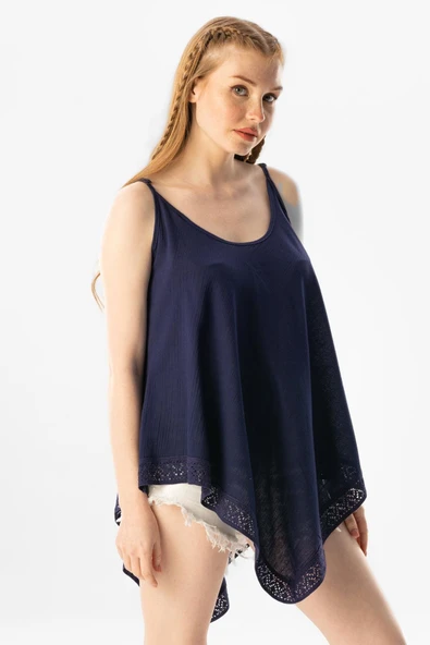 Askılı Şile Bezi Çağla Yazlık Bluz Mor Mor S Mor - Resim 6