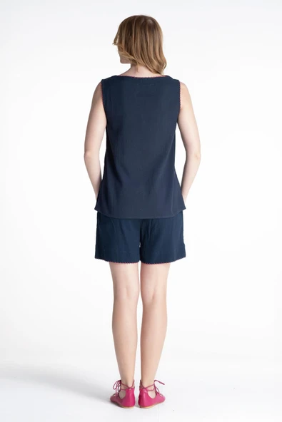 Kolsuz Şile Bezi İşlemeli Yazlık Atlet Lacivert Lcvt S Lacivert - 2