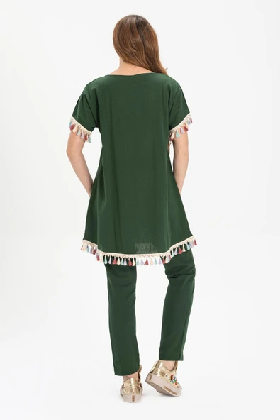 Menekşe Şile Bezi Yazlık Tunik Yeşil Ysl S Yeşil - Resim 2