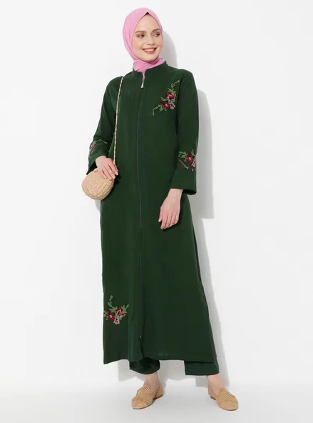 Ayşenur Şile Bezi Mevsimlik Ferace Yeşil Ysl S Yeşil - 9
