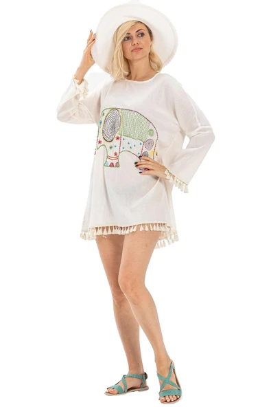 Filli Şile Bezi Yazlık Tunik Krem Krm S Krem - Resim 6