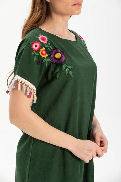 Menekşe Şile Bezi Yazlık Tunik Yeşil Ysl S Yeşil - Resim 3