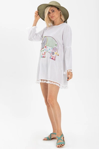 Filli Şile Bezi Yazlık Tunik Beyaz Byz S Beyaz - Resim 4