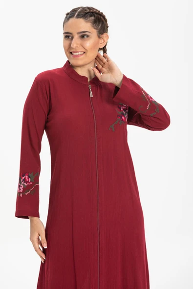 Ayşenur Şile Bezi Mevsimlik Ferace Bordo Brd S Bordo - 3