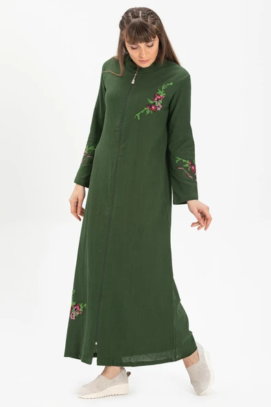 Ayşenur Şile Bezi Mevsimlik Ferace Yeşil Ysl S Yeşil - 4
