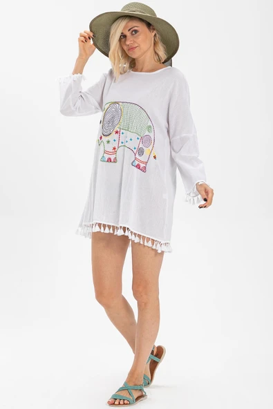 Filli Şile Bezi Yazlık Tunik Beyaz Byz S Beyaz ürün görseli