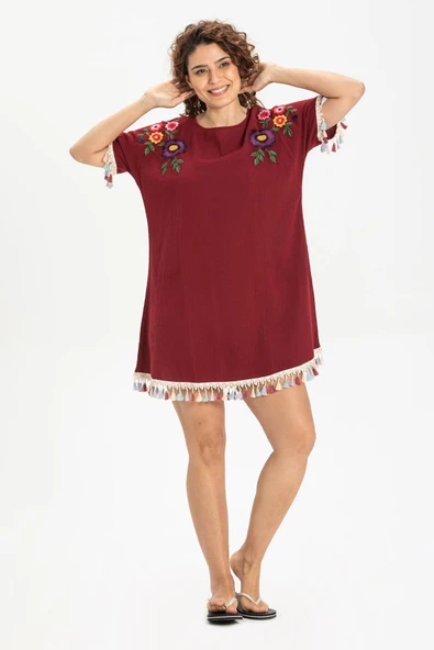 Menekşe Şile Bezi Yazlık Tunik Bordo Brd S Bordo ürün görseli