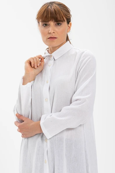 Edanur Şile Bezi Mevsimlik ve Yazlık Tunik Beyaz Byz S Beyaz - Resim 3