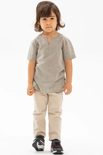 Kısa Kol Şile Bezi Bisiklet Yaka Yazlık Erkek Çocuk Tshirt Taş 3031 1-2 Yaş Taş ürün görseli