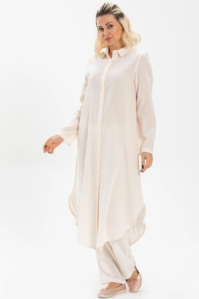 Edanur Şile Bezi Mevsimlik ve Yazlık Tunik Krem Krm S Krem ürün görseli