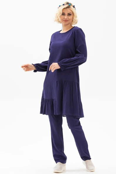 Elif Şile Bezi Mevsimlik ve Yazlık Tunik Mor Mor S Mor - Resim 4