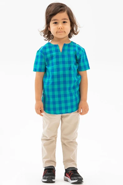 Kısa Kol Şile Bezi Bisiklet Yaka Yazlık Erkek Çocuk Tshirt Mint Kareli 3033 1-2 Yaş Mint Kareli ürün görseli