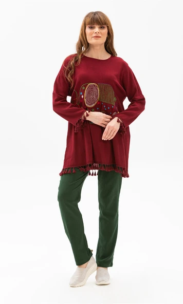 Filli Şile Bezi Yazlık Tunik Bordo Brd S Bordo - Resim 4