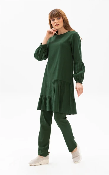 Elif Şile Bezi Mevsimlik ve Yazlık Tunik Yeşil Ysl S Yeşil ürün görseli