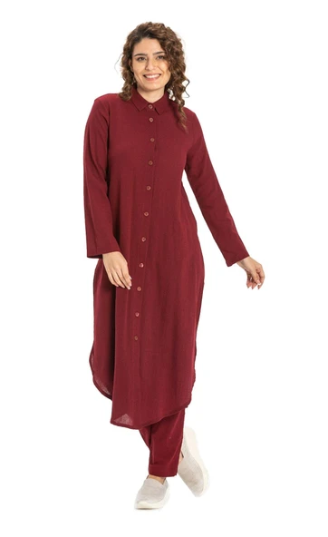 Edanur Şile Bezi Mevsimlik ve Yazlık Tunik Bordo Brd S Bordo - Resim 7