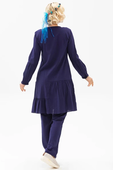 Elif Şile Bezi Mevsimlik ve Yazlık Tunik Mor Mor S Mor - Resim 2